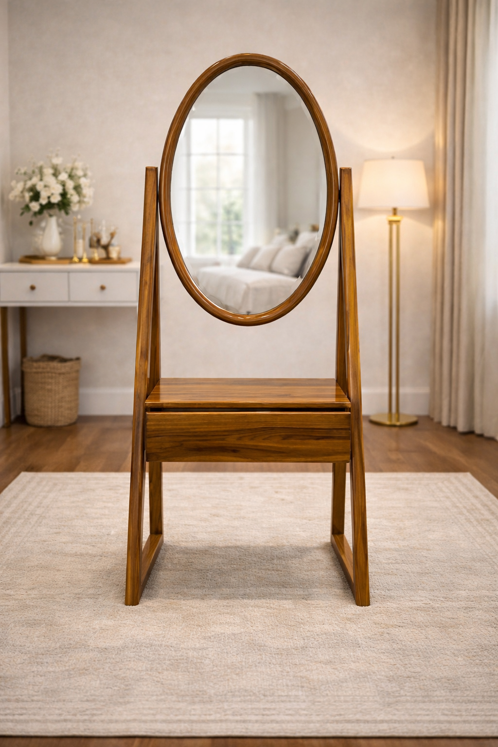 Wooden Dressing Table with Mirror
