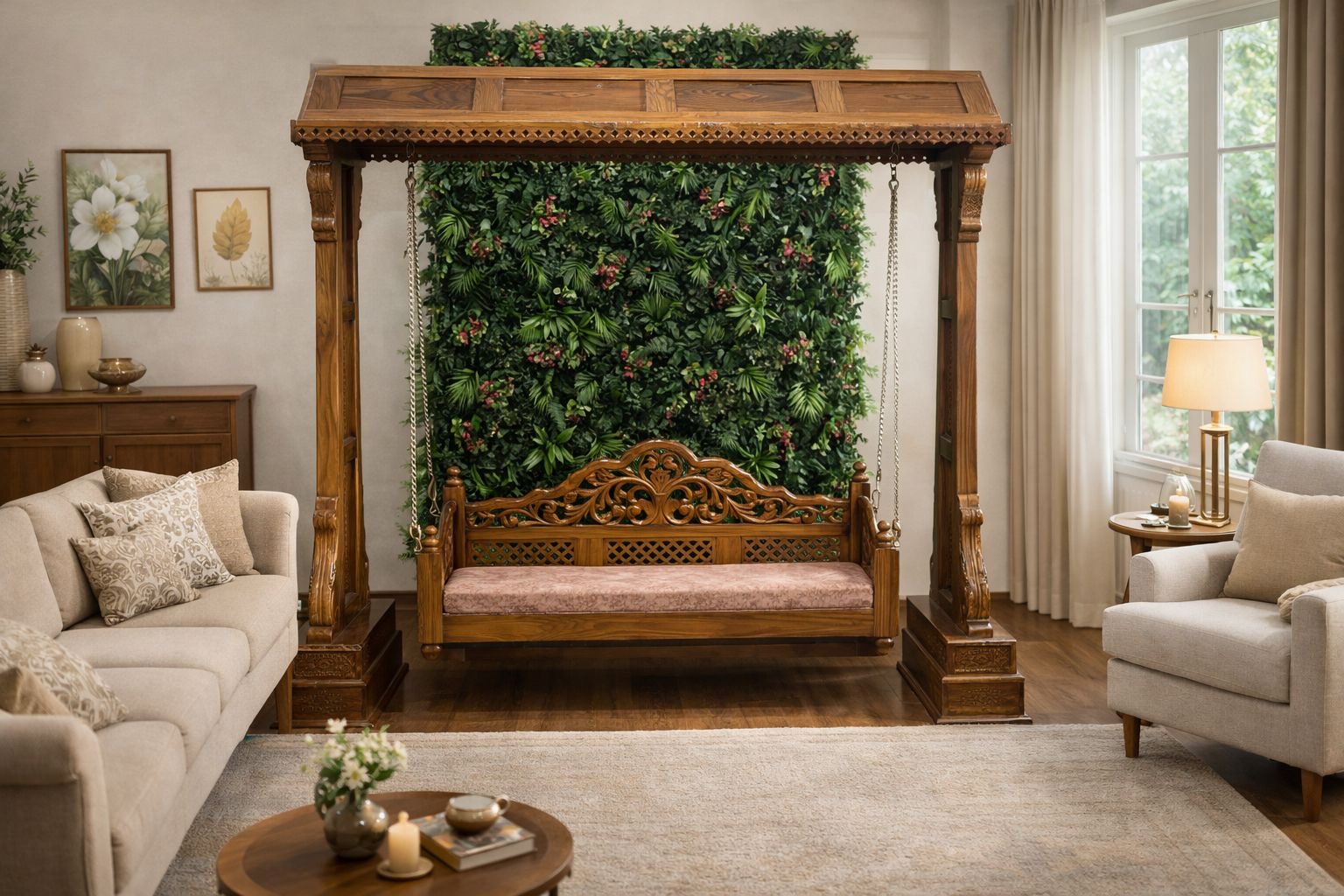 Royal Heritage Solid Wood Swing (Jhula) with Canopy