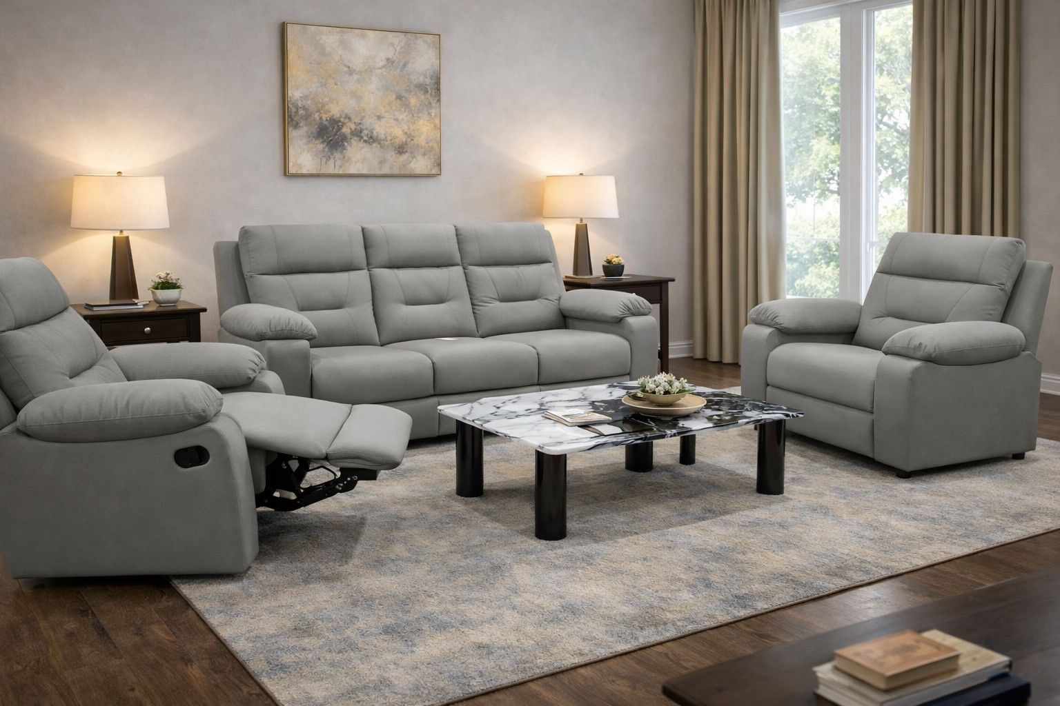 3 seater sofa, and a reclining armchair