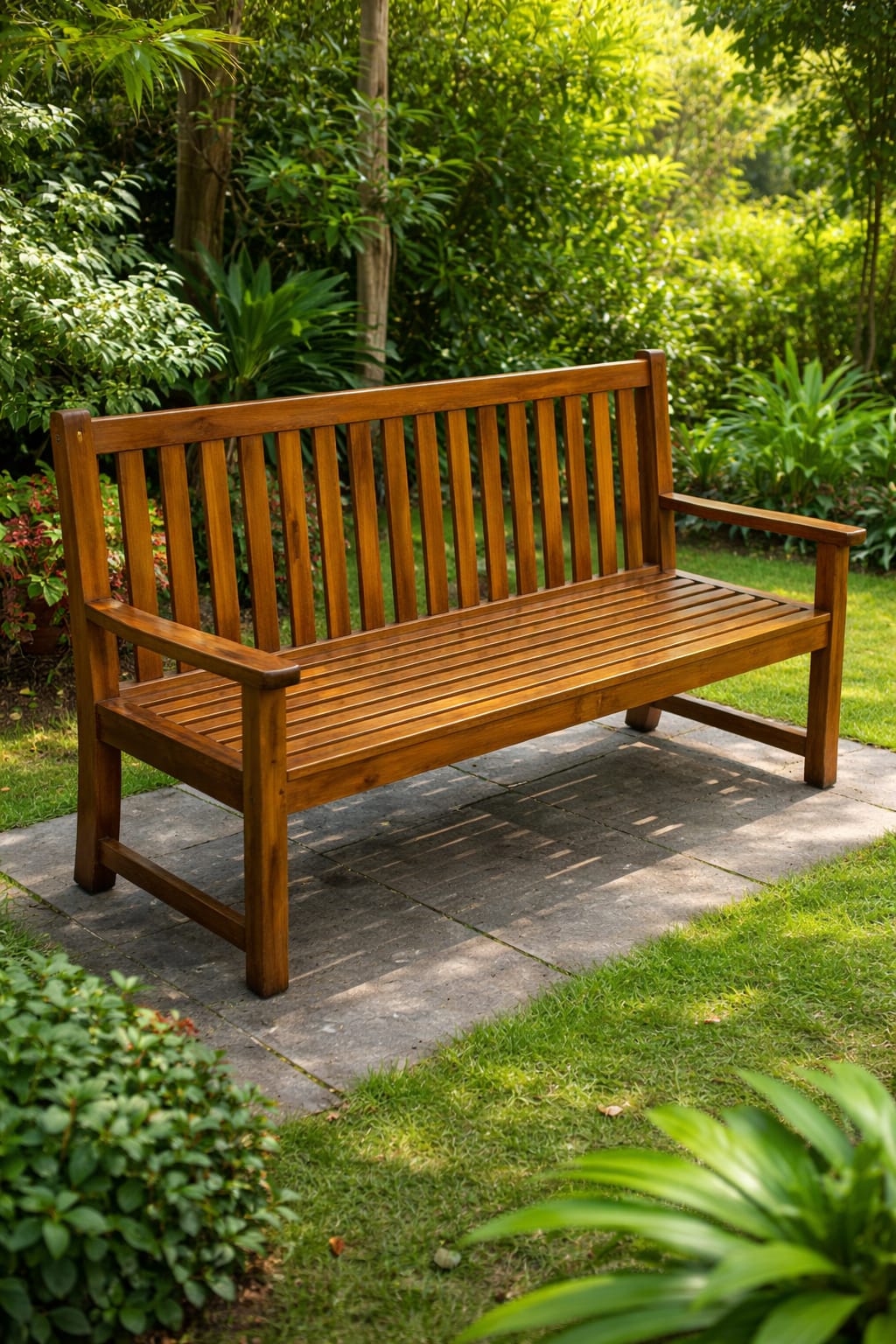 wooden garden bench.